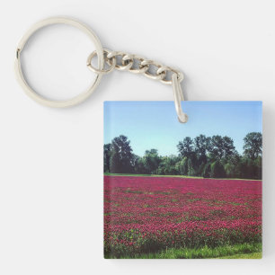 Crimson Clover Field Keychain