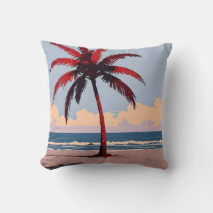 Crimson Coastline Throw Pillow