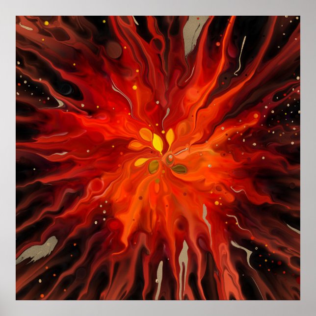 Crimson Core – Fiery Abstract Energy Burst Poster (Front)