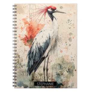 Crimson Crane Blossom Ink Wash (1) Notebook