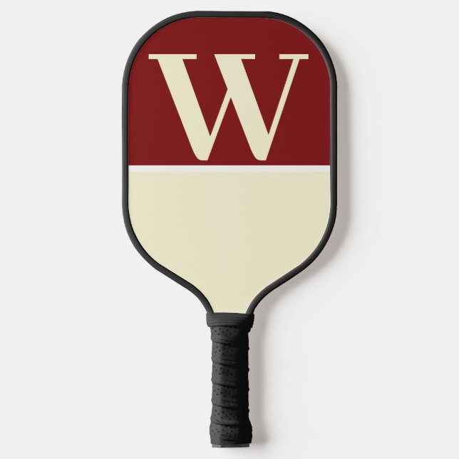 Crimson & Cream College Team Colors Monogram Pickleball Paddle (Front)