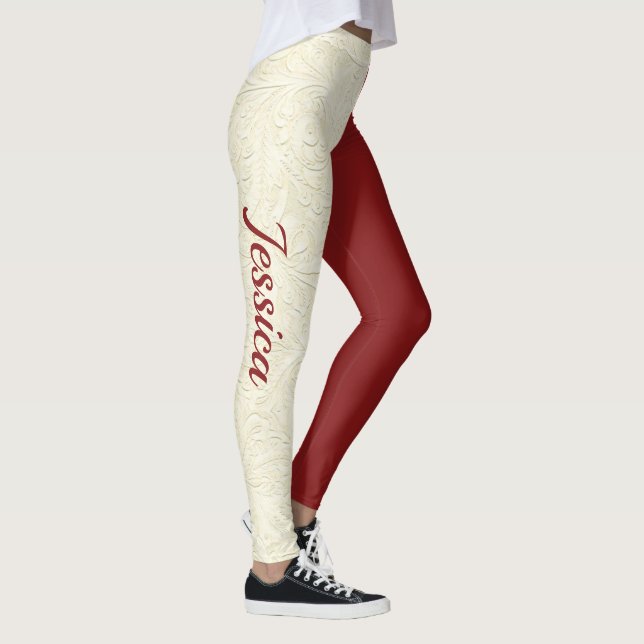 Crimson Cream School COLORS Cheerleader Leggings (Right)