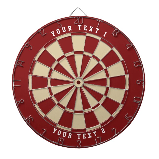 Crimson & Cream | Wide-Spaced White Sports Font Dartboard (Front)
