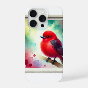 Crimson crested manakin 060924AREF129 - Watercolor iPhone 15 Pro Case