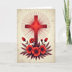 Crimson Cross Radiant Blooms Card