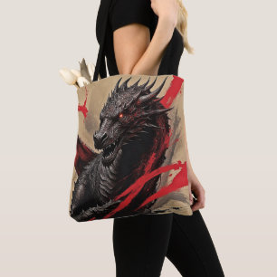Crimson Dragon Power Tote Bag