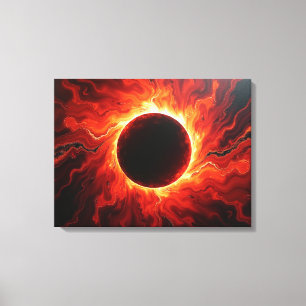 Crimson Eclipse - Fiery Red & Black 24"x18" Canvas Print