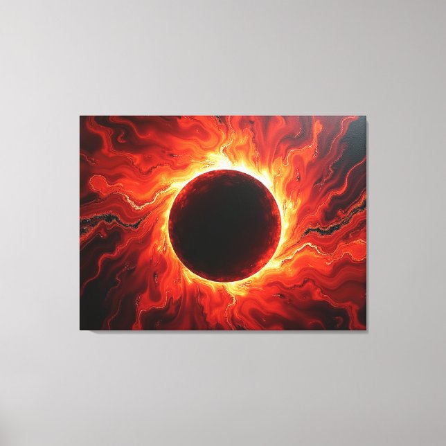 Crimson Eclipse - Fiery Red & Black 40"x32" Canvas Print (Front)