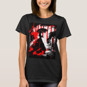 Crimson Elegance in Shadows - Gothic Victorian Art T-Shirt