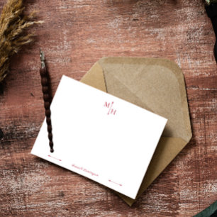 Crimson Elegant Minimalist Arrow Point Monogram Card