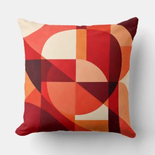 Crimson Ember Geometric Abstract Throw Pillow