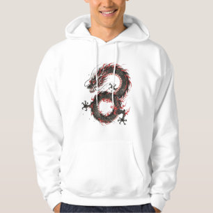 Crimson Ember Ink Dragon Hoodie