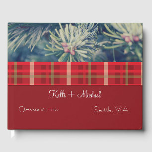 Crimson & Evergreen Christmas Wedding Guest Book