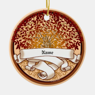 Crimson Family Tree Ceramic Ornament