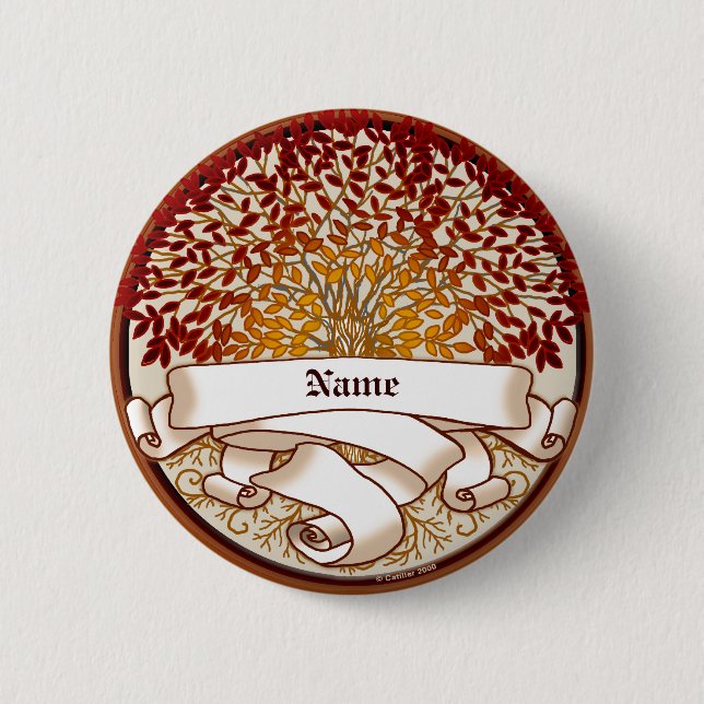 Crimson Family Tree Surname 2 Inch Round Button (Front)