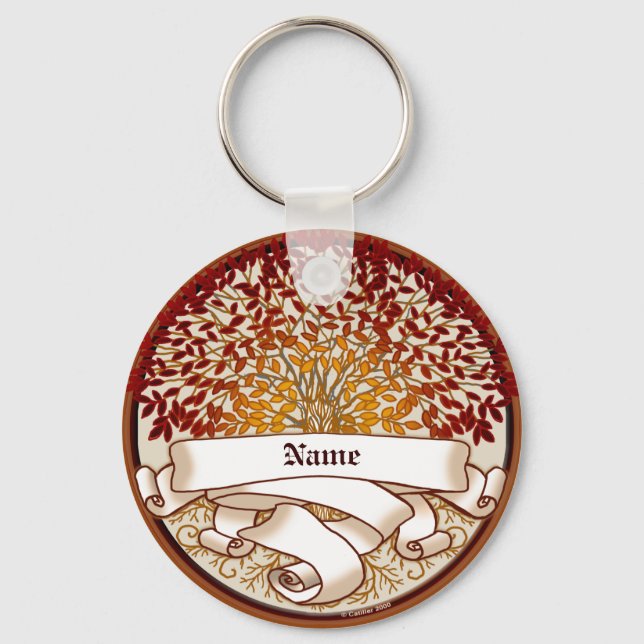 Crimson Family Tree Surname Keychain (Front)