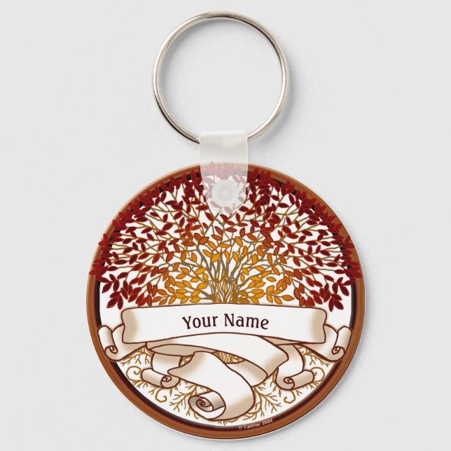 Crimson Family Tree Surname Keychain (Front)