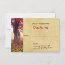 Crimson Feuilles Automne Mariage Invitation RSVP
