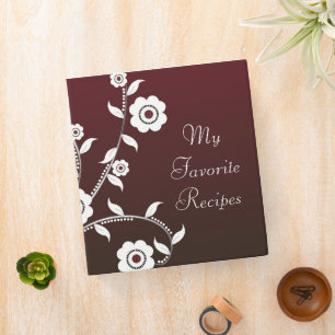 Crimson Floral Vine Recipe Book Binder