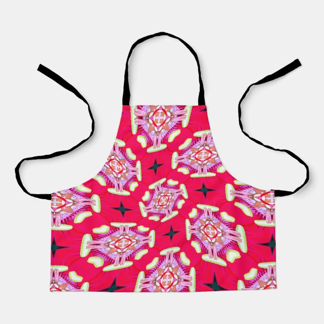 Crimson Flower Patterns Apron (Front)