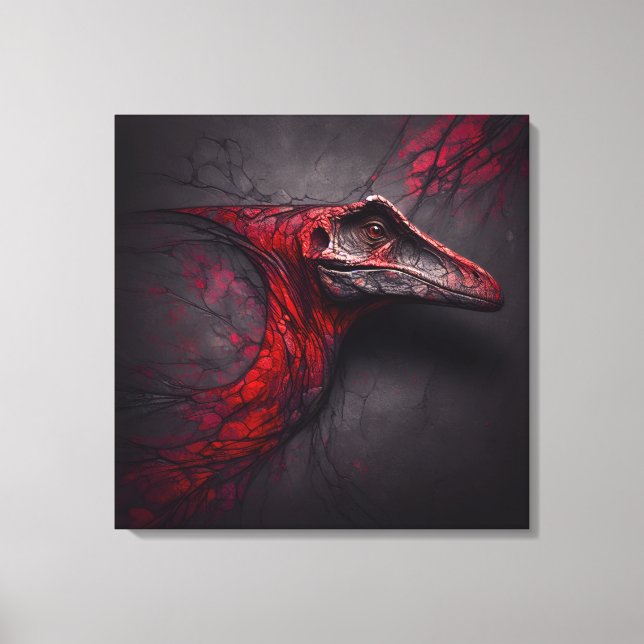 Crimson Fossil Unearthed - AI Genius Canvas Print (Front)
