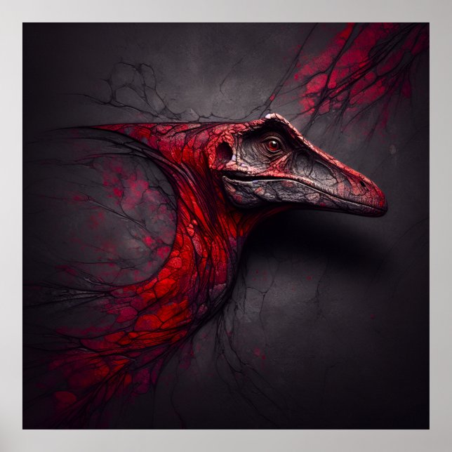 Crimson Fossil Unearthed - AI Genius Poster (Front)