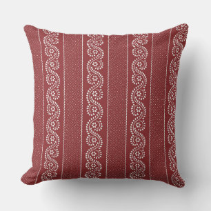 Crimson French Country Stripe Throw Pillow
