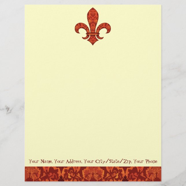 Crimson Garden Fleur de lis Letterhead (Front)