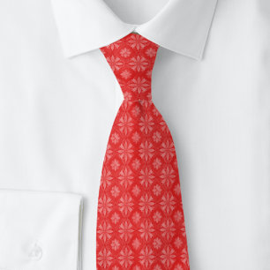Crimson Geometric Floral Tie