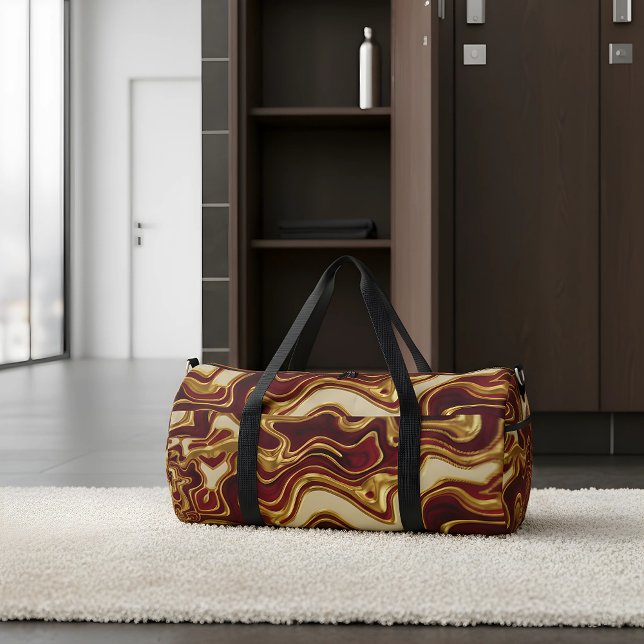 Crimson & Gold Abstract Opulent Pattern Weekender  Duffle Bag (Elevate your routine. 🏆 The Zenith Prime Duffle: Luxury that performs wherever you go. #Achempong)