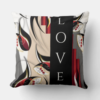 Crimson & Gold Botanical Harmony Throw Pillow