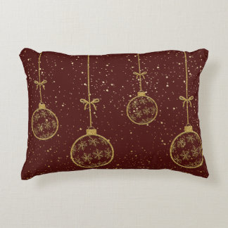 Crimson & Gold Ornament Christmas Accent Pillow