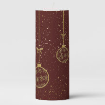 Crimson & Gold Ornament Christmas Pillar Candle