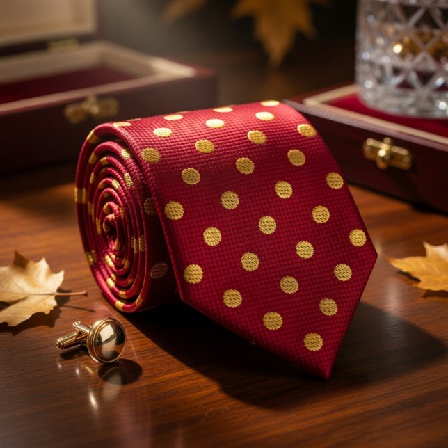 Crimson & Gold Polka Dot Tie (Creator Uploaded)