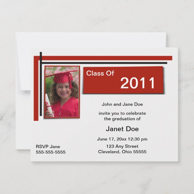 Crimson Graduation Photo Announcement (Front)