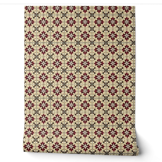 Crimson Grandeur Mini - Red, Beige, Black  Wallpaper (Unrolling)