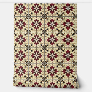 Crimson Grandeur Petite - Red, Beige, Black Wallpaper