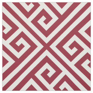 Crimson Greek Key Large Scale Fabric