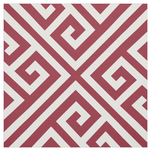 Crimson Greek Key Large Scale Fabric (Swatch)
