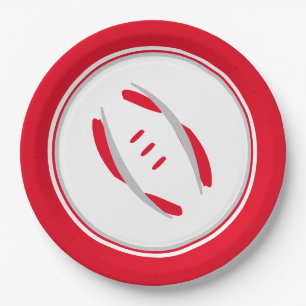 Crimson & Grey Artistic Football 9" Plates