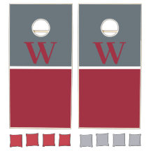 Crimson & Grey College Monogram Cornhole Set