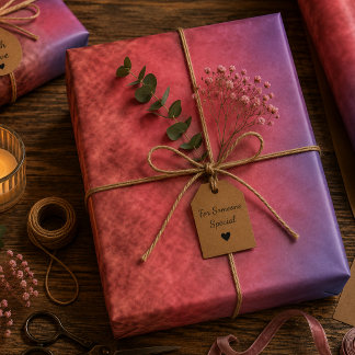 Crimson Haze at Dusk Wrapping Paper Sheet