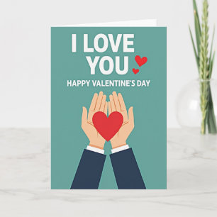 Crimson Heart Hands Love Card