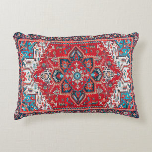 Crimson Heirloom: Moroccan Heritage Rug Art Accent Pillow