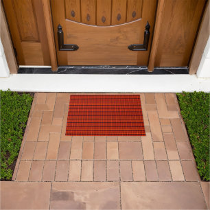 Crimson Highland Charm; Red Tartan Print Doormat