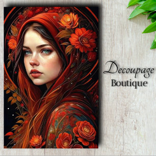 Crimson Hood - Autumn Rose Enchantress Decoupage Tissue Paper