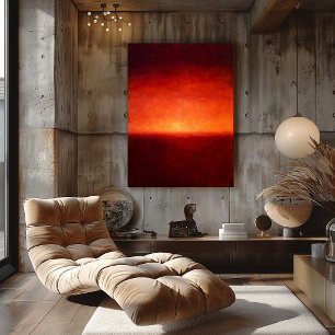 Crimson Horizon Abstract With Glowing Orange Light Poster