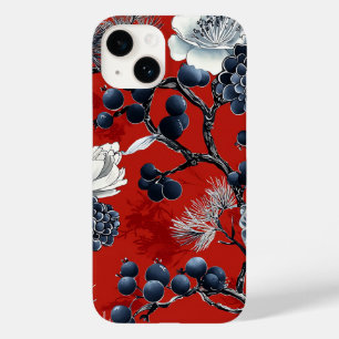 Crimson Indigo Chinoiserie Peony Magnolia Winter Case-Mate iPhone 14 Case