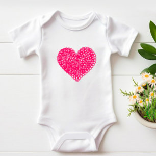 Crimson isolated heart baby bodysuit