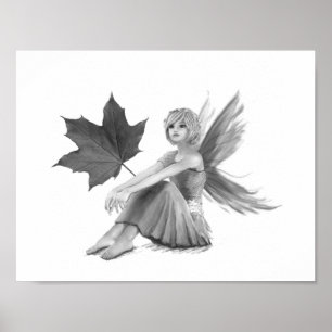 Crimson King Maple Fairy with Leaf Poster